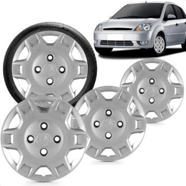 Imagem de Kit 4 Calotas Fiesta Street 03 A 07 Aro 13 Prata Cubo Baixo Grid