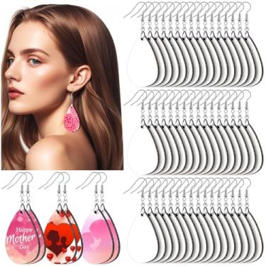 Imagem de 16 peças de brincos de sublimação em branco, brincos de impressão de sublimação MDF, brincos de lágrima brilhantes para Natal, Dia dos Namorados, Mãe, Dia de São Patrício, fazer artesanato faça você mesmo, presentes para mulheres, meninas