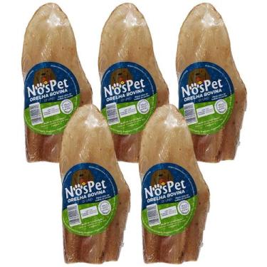 Imagem de Brinquedo Petisco Mordedor Natural Para Cães Orelha Bovina Nospet 5un 
