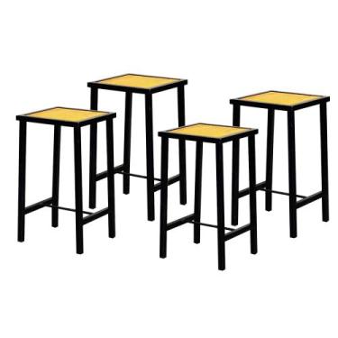 Imagem de Banqueta Baixa Industrial Madeira Natural 4un - Laumar