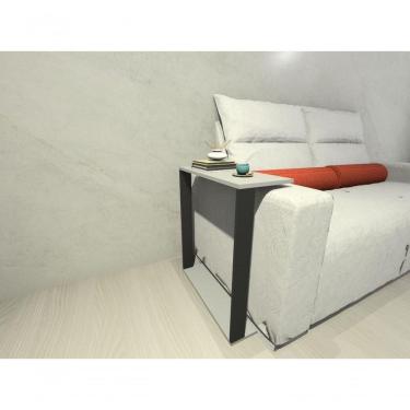 Imagem de Mesinha Lateral Para Sofá Estilo Industrial 100% MDF Mesa Apoio, Mesa Auxiliar Sofá Preto Com Cinza
