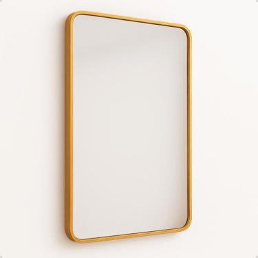 Imagem de Espelho 90X60 com Moldura em Alumínio Grande Decorativo Sala e Banheir