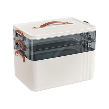 Imagem de KiBcsLic Caixa médica portátil para primeiros socorros, elegante, prática, com tampa, caixa de armazenamento de emergência com alça para carro, 3 Camadas
