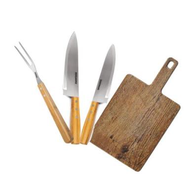 Imagem de Kit Churrasco Paixão Nacional com Tábua de Madeira Gourmet Mix Churras