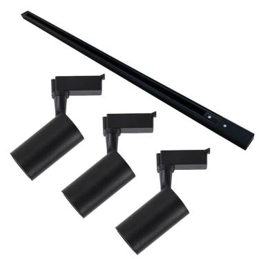 Imagem de Kit Trilho 1 Metro com 3 Spots Taschibra Track MR16 GU10 Bivolt Preto