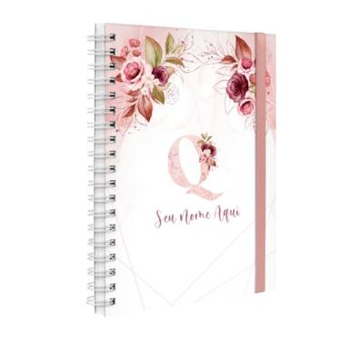 Imagem de Agenda Planner Semanal Plus 2026 Personalizada Monograma Floral Letra Q (Branco E Rosa)