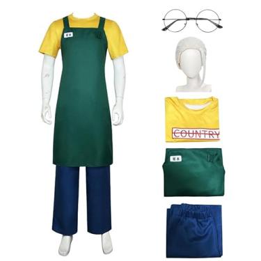 Imagem de Oxdrala Anime adulto Taro Sakamoto cosplay fantasia masculina completo com avental verde (conjunto 2, G)