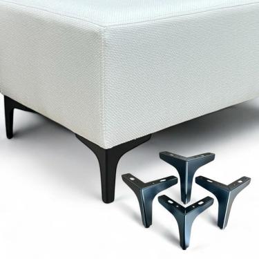 Imagem de Pé Para Móvel Cantoneira Universal 13cm Ferro Preto Kit 4 