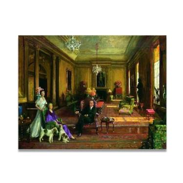 Imagem de The Family Of Lord Duveen John Lavery Classic Realist Portrait & War Scene Canvas Art – Decoração de parede de arte irlandesa para casa 30x39 cm Un Framed