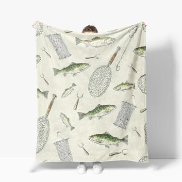 Imagem de Cobertor de pesca esportivo decoração quente cobertor de flanela macio presentes de pesca para crianças meninos meninas homens mulheres 101,6 cm x 127 cm