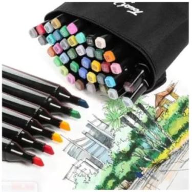 Imagem de Canetinhas Touch 36 Cores para Colorir Letterin Desenhos Profissionais – Ponta Dupla, Para Artistas, Crianças e Adultos, Base de Álcool, Pintura, Criativas, Segurança Garantida, Estojo Organizador