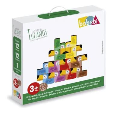 Imagem de Brinquedo Empilhar Educativo Colorido Torre Tucanos Infantil Empilháve