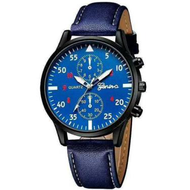 Imagem de Relógio Masculino Geneva Couro de Vinil Moderno - anjo da mamãe, Azul