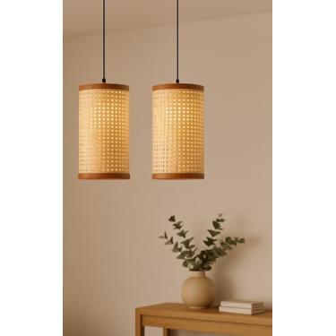 Imagem de Dmob Pendente Luminária De Teto Kit Com 2 (Palha C/Marrom)