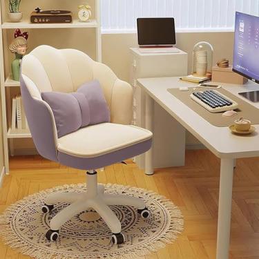 Imagem de Cadeira De Escritório De Veludo, Cadeira Executiva De Spinning, Cadeira De Maquiagem Com Encosto, Cadeira De Computador De Escritório Estofada Confortável Ajustável, D