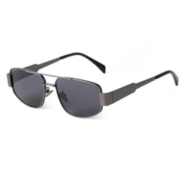 Imagem de Óculos de sol punk com armação de metal, moderno, feminino, masculino, retrô, luxuoso, verde, tartaruga, lentes, masculino (1)