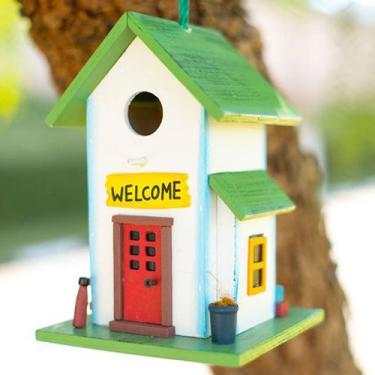 Imagem de casinha de passarinho decorativa comedouro tratador pássaros livres ja