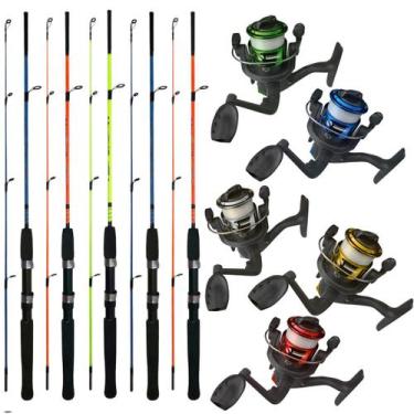 Imagem de Kit Pesca 5 Varas 1,20m 6kg com 5 molinete e linha - Xingu