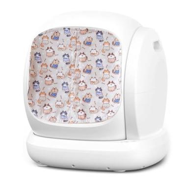 Imagem de Cortina para caixa de areia automática para gatos autolimpante, reduz o salto de areia para gatos, evita odores da caixa de areia autolimpa, bandejas de grande diâmetro também adequadas (marrom)