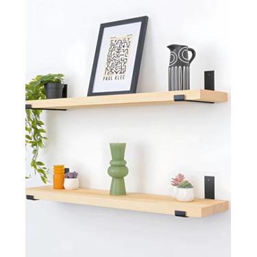 Imagem de Kit 2 Prateleira Industrial Mão francesa invertida Para Livros Sala Cozinha Escritório