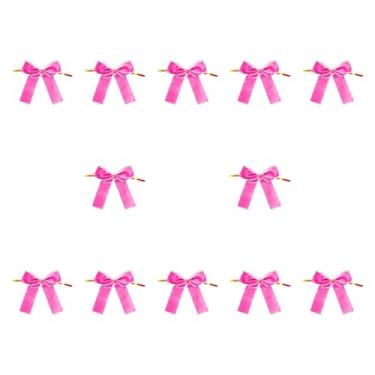 Imagem de oshhni 12x Laços de veludo para enfeites de árvore de Natal, enfeites de veludo, suprimentos para de topo, laço para casa, pequena escada, guirlanda de, Rosa Vermelha