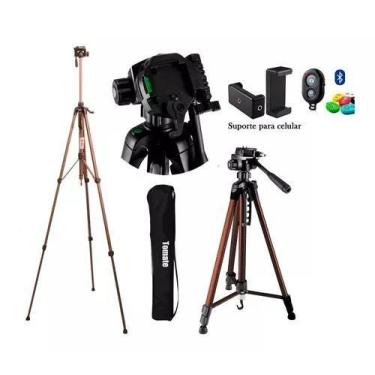 Imagem de Kit Tripé Profissional Câmera 1,60M com Suporte Celular+Bluetooth  - T