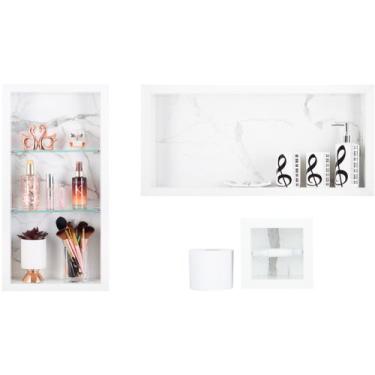 Imagem de Nicho Em Porcelanato Para Banheiro - kit com 3 peças (Carrara) - Oeste