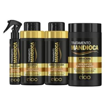 Imagem de Eico Tratamento Mandioca Shampoo Sem Sal e Condicionador 450ml + Spray