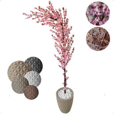 Imagem de Cerejeira Artificial Curva Sakura Rosa Bebe Grande Vaso Decoração - Fl