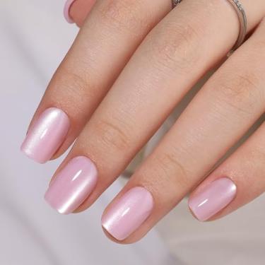Imagem de RTKHFZE Pregos curtos Press On Nails – unhas curtas quadradas de gel macio, lindas unhas postiças rosa com cola, ajuste perfeito, unhas reutilizáveis em 16 tamanhos – Kit de 32 peças de unhas postiças
