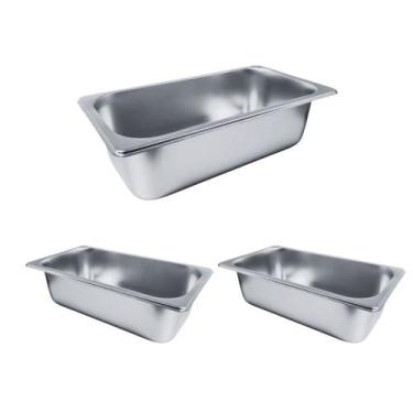 Imagem de Cuba Inox Gn 1/3 X100 Mm Self Service Rechaud -Kit 3 Peças - Asia Home