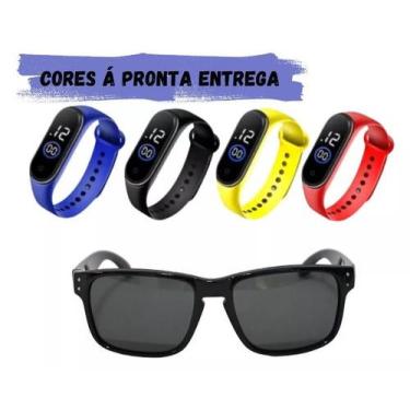 Imagem de Oculos de sol infantil + Relogio digital - Hard7, Amarelo