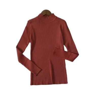 Imagem de Suéter Feminino De Cashmere Com Gola Alta, Básico, Sólido, Casual Para