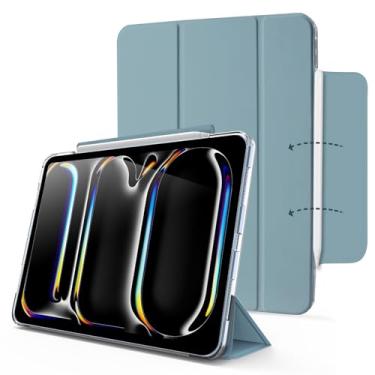 Imagem de MYGROO Capa para iPad Pro de 11 polegadas M4 2024, capa para iPad Pro 11 (modelo A2837, A3006) com suporte para lápis, capa inteligente fina com capa traseira transparente, fecho para iPad Pro 2024 de