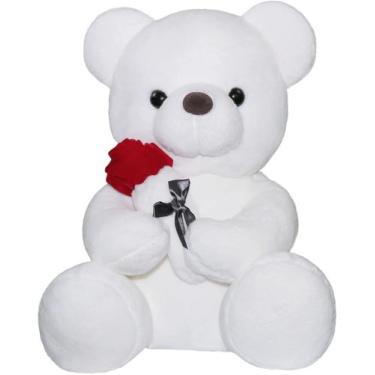 Imagem de Teddy Bear Pelúcia Brinquedo com Rosa, Brinquedos animais de pelúcia b