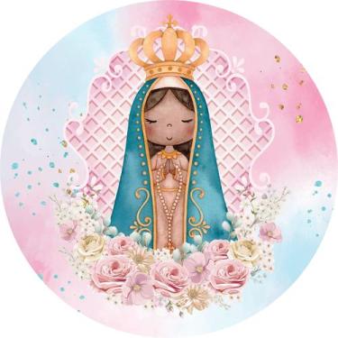 Imagem de Painel de Tecido Sublimado Redondo Nossa Senhora Aparecida Fundo Degra