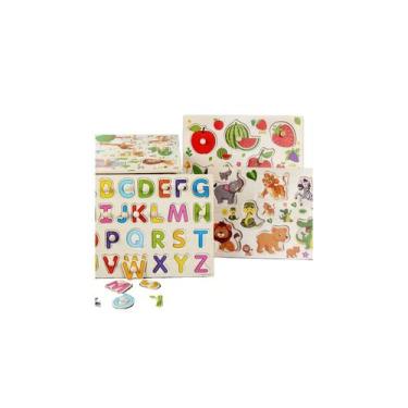 Imagem de Pacote de quebra-cabeça Montessori, brinquedo de renda de madeira para