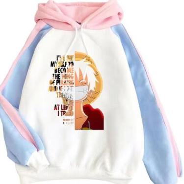 Imagem de Moletom SANMU Color Blocking Design One Piece Luffy Smile