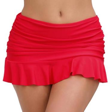Imagem de Saias de natação Halcurt femininas com babados franzidos e biquíni ver