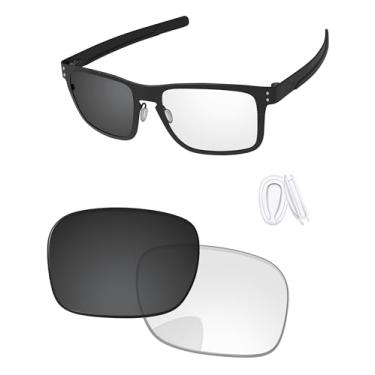 Imagem de PapaViva Lentes de reposição e peças de nariz para óculos de sol Oakley Holbrook Metal OO4123 55 mm, Eclipse cinza fotocrômico, Holbrook Metal
