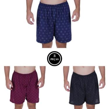 Imagem de Kit 3 Samba Canção Estampada -c4 KIT 3 SAMBA CANÇÃO VINHO MARINHO PRET