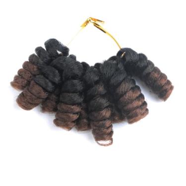 Imagem de Haolocs 3 pacotes Saniay Curl Crochet Tranças Curtas de Crochê Tranças de Crochê Bouncy Twist Spiral Curls Jamaican Twist Hair Extensions 20 Fios/Pacote (T30, 30,5 x 25,4 cm)