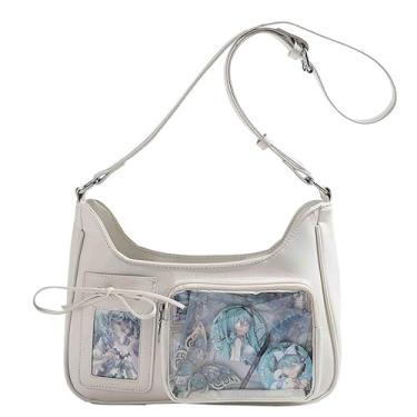 Imagem de Bolsa tiracolo Ita Bag Bolsa de ombro Kawaii Badge Display com Pins de Anime, Branco