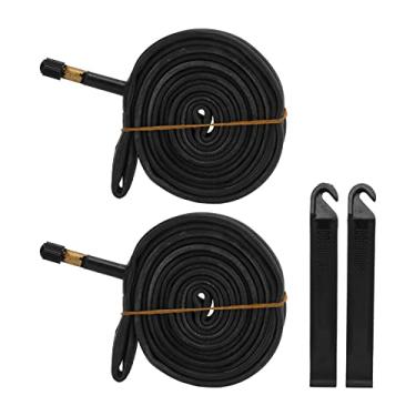 Imagem de RiToEasysports Tubo Interno de Bicicleta, 2 Pacote 700x23C Tubo de Bicicleta de Borracha de Borracha 48mm Válvula Butil Com 2 Alavancas de Pneus para a Mountain Road
