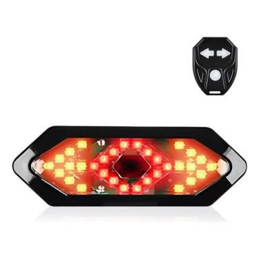Imagem de Sinalizador Bike com Setas LED + Som Lanterna Traseira Recarregável com Controle Remoto