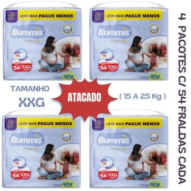 Imagem de Fralda infantil capricho bummis premium hiper xxg combo 4 pcts c/ 56 f
