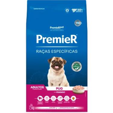 Imagem de Ração Seca Premier Pet Raças Especificas Pug para Cães Adultos Porte Pequeno - 7,5 Kg