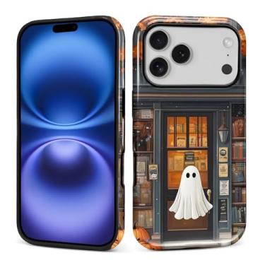 Imagem de CARLOCA Capa para iPhone 17 Pro, design aconchegante de livraria fantasma, híbrida, dupla proteção, TPU macio, policarbonato rígido, à prova de choque, antiarranhões, para homens e mulheres, capa