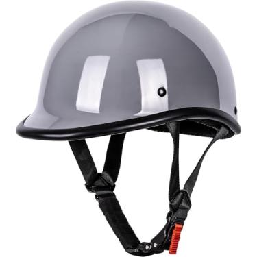 Imagem de Yesmotor Capacete de motocicleta Half Shell Hawk Style Capacetes compactos leves e abertos para motocicletas Street Bike Cruiser Moped - Aprovado pelo DOT (cinza, G)