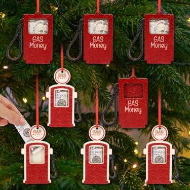 Imagem de 8 peças de porta-cartões de presente de madeira para lata de gás, porta-cartões de presente de árvore de Natal, presentes de agradecimento de motorista de ônibus, enfeite engraçado para dinheiro a gás